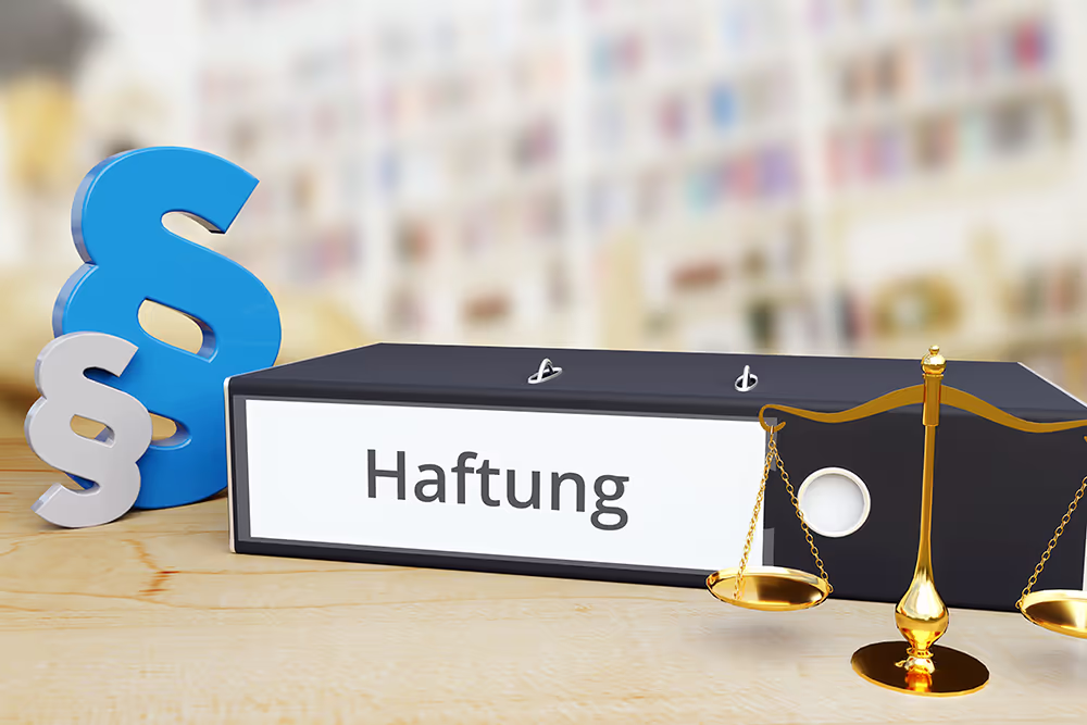 Ein Ordner mit der Beschriftung "Haftung"